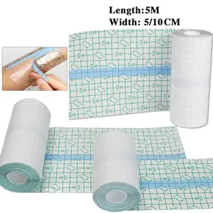 1Roll Plester luka transparan anti air Film TPU plester anti air transparan Anti alergi Pita fiksasi pembalut luka