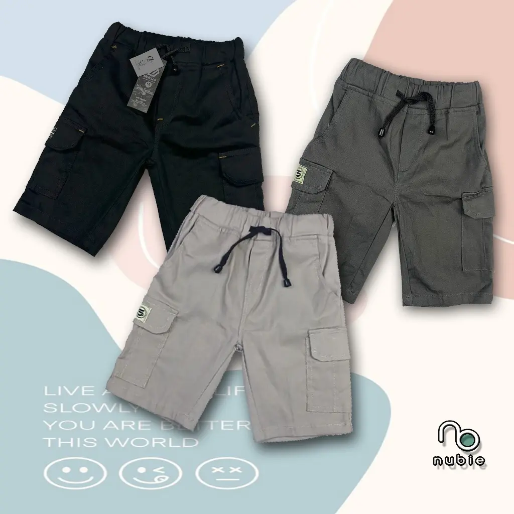 Celana Pendek Chinos Anak Laki-Laki Usia 3-12 Tahun Cargo Jeans Motif Fashion