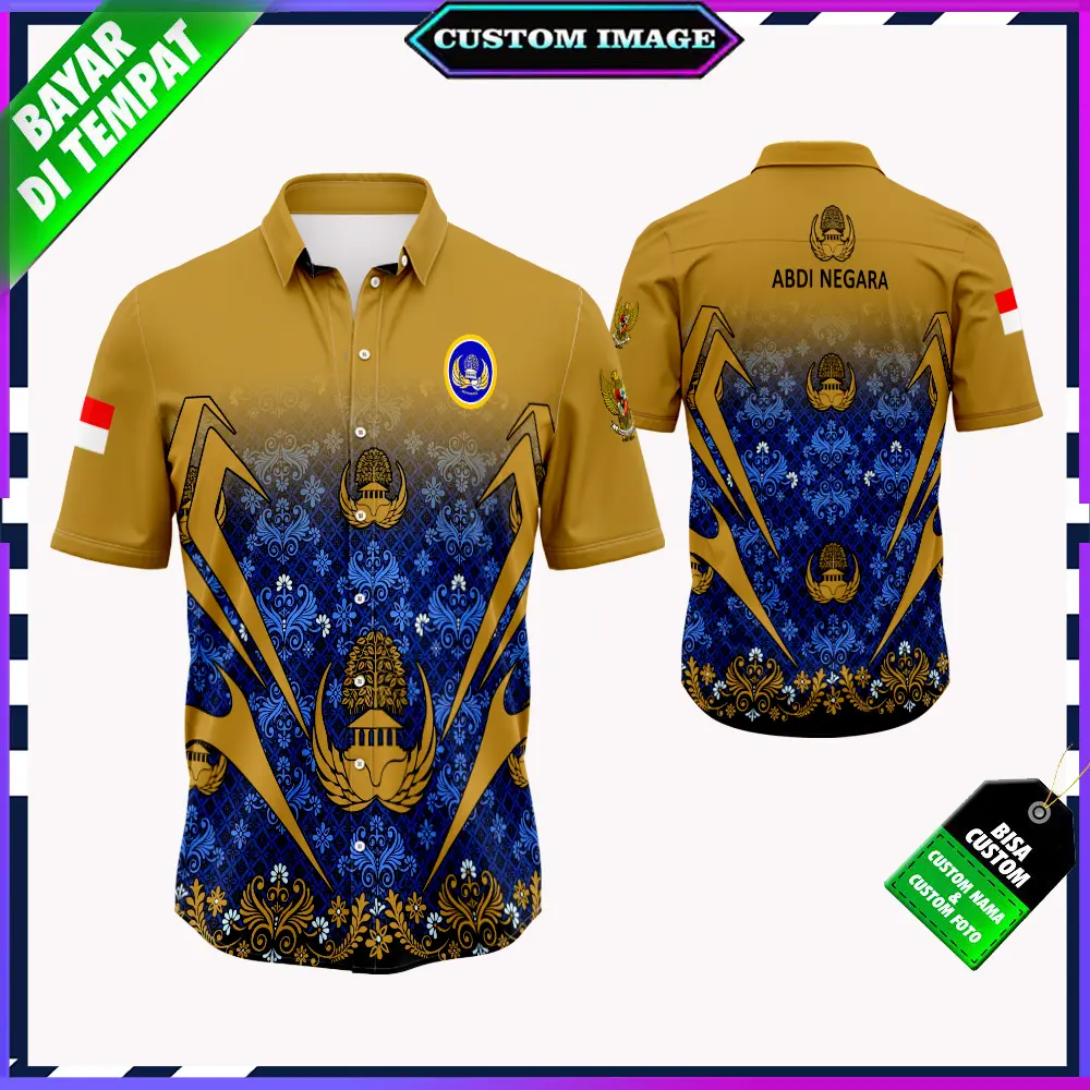 Kemeja korpri pria baju korpri pria fullprint terbaru tangan Pendek Custom