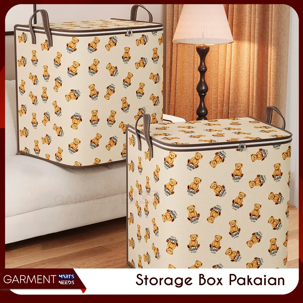 Tempat Penyimpanan Baju Selimut Organizer Lemari Pakaian Storage Box Kain Resleting Big Size