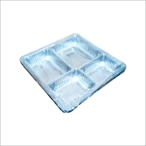 ( 50 pcs ) Mika Tray Ukuran 18 Sekat 4 18S4 Alas Plastik Kotak Dus Nasi Katering