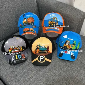 Topi Baseball Anak Laki-Laki Cowok Motif Eskavator Mobil Bus Tanker little hat Kids Fashion