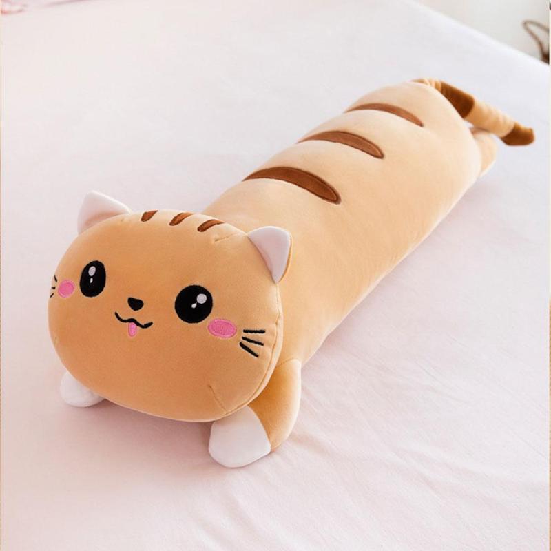 Bantal kucing panjang kartun lucu untuk kanak-kanak, mainan anime lembut, kusyen sumbat, mainan comel, W5S3 8