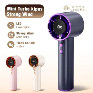 HOMMO Kipas Genggam Turbo Mini｜Kipas Estick Vivid Color｜Display Digital 100 Level｜Fan untuk FB07