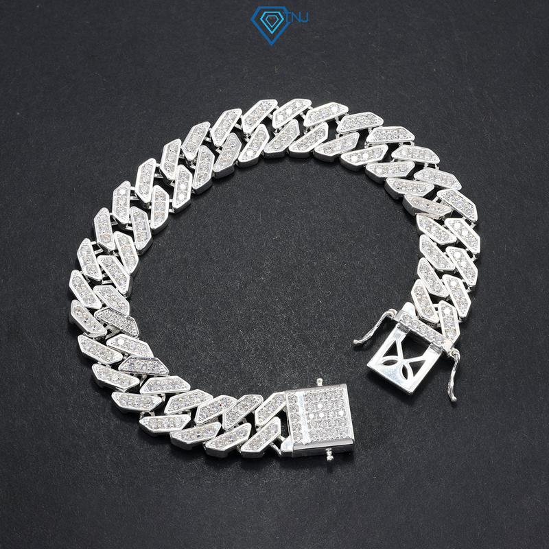 Lắc tay nam bạc cuban bản 11mm đính đá cao cấp LTA0146 - Trang Sức TNJ