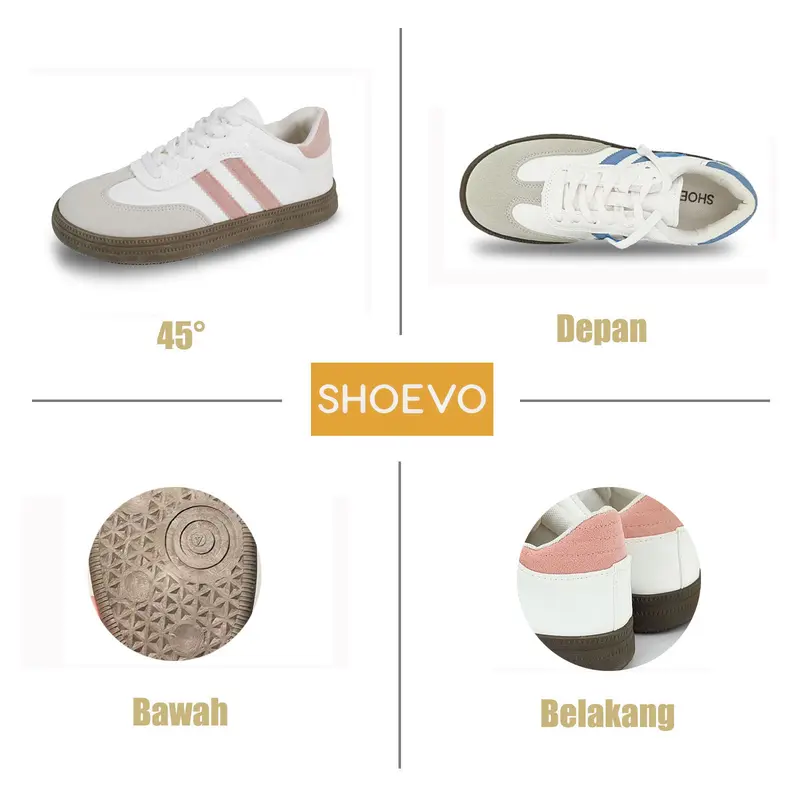 SHOEVO Sepatu Sam-ba Olahraga Wanita Casual dan Nyaman dengan Desain Ujung Bulat dan Bertali  Sneaker Sport  Merah/Biru ST093 4