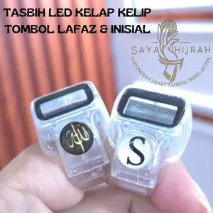 Cincin Tasbih Digital Mini LED Transparant SETIAP KELIPATAN 100 Menyala Lampu Kelap Kelip Tombol Lafaz & Inisial