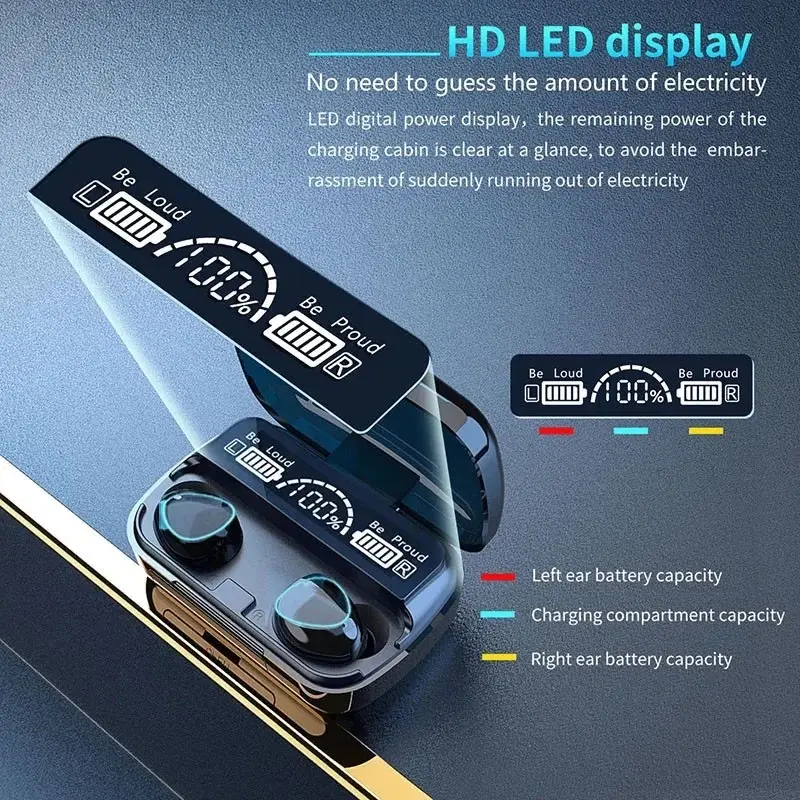 (COD) M10 Headset Bluetooth Full Bass Stereo 3500mAh Power Bank Wireless Earphone Tahan Air 1