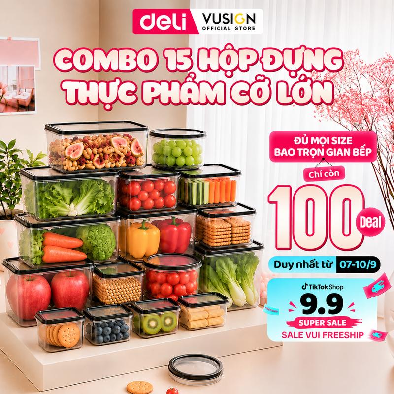COMBO 15 Hộp đựng thực phẩm Deli Hũ nhựa, lọ nhựa siêu kín chống ẩm mốc, Đựng…