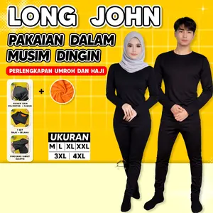 ANP88 - 1 Set Long John Pakaian Dalam Musim Dingin Panjang Pria Wanita Baju & Celana Inner Thermal Perlengkapan Umroh & Haji