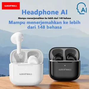 Greatwall AI Tws Smart Touch Control Headphone Nirkabel Bluetooth 5.2 Earphone Sport Earbud Headset Musik untuk Semua Ponsel Pintar