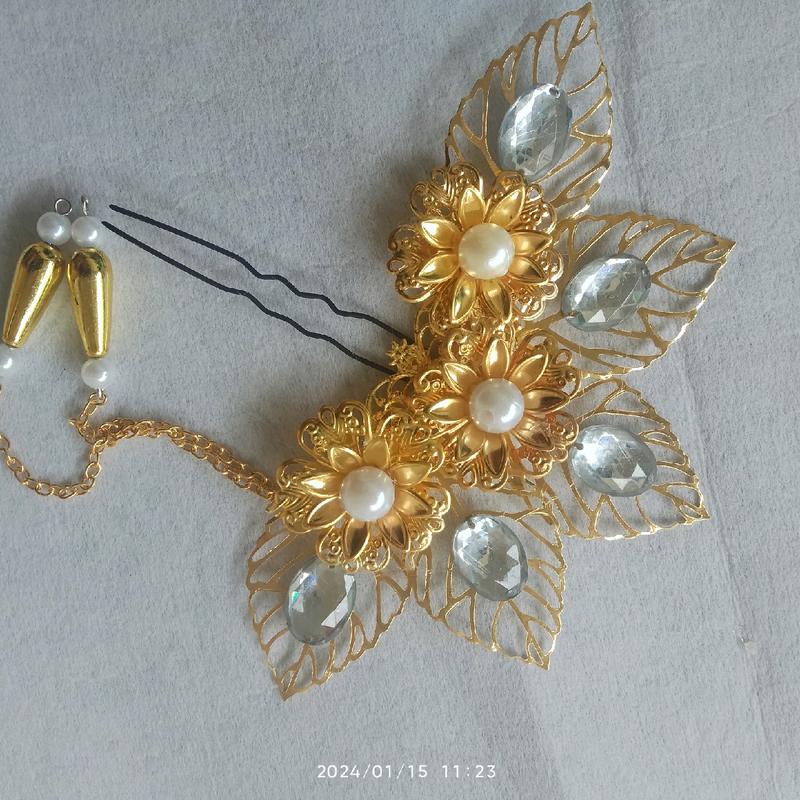Hiasan Sanggul Tusuk Konde Bunga Emas Lempengan untuk Wanita - Aksesoris Hairdo Clips Gold Women 5
