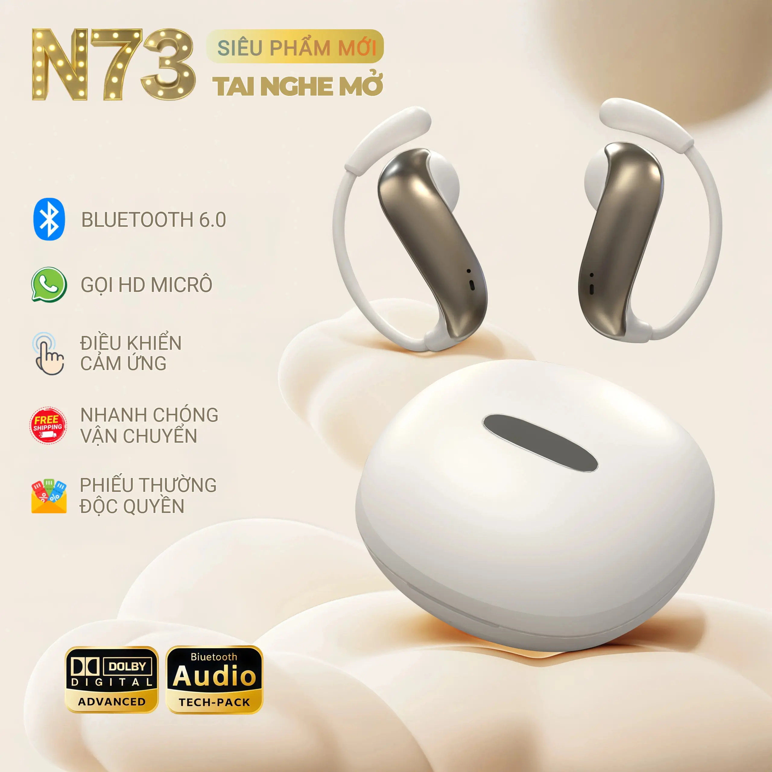N73 Tai Nghe Dạng Mở, Âm thanh HiFi, Chế tác Titanium, Chất liệu mảnh dẻ linh hoạt, Khử ồn thể thao, Cảm ứng chạm, IPX5 chống nước chống bụi, Bluetooth 6.0, Đeo nhẹ không cảm giác | BigBuy360 - bigbuy360.vn N73 Tai Nghe Dạng Mở, Âm thanh HiFi, Chế tác Titanium, Chất liệu mảnh dẻ linh hoạt, Khử ồn thể thao, Cảm ứng chạm, IPX5 chống nước chống bụi, Bluetooth 6.0, Đeo nhẹ không cảm giác | BigBuy360 - bigbuy360.vn