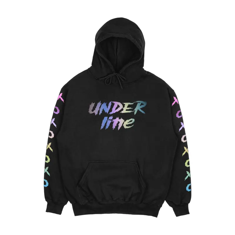 UNDERLINE - HOODIE REFLEKTIF MENYALA MOTIF X O X O SIZE M - XXL PRIA WANITA FLEECE TEBAL GRAMASI 280 UNISEX l RAINBOW 0