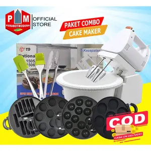 PAKET COMBO Cake Maker + Mixer + Cetakan Kue Capit + Spatula & Kuas Silikon Serbaguna