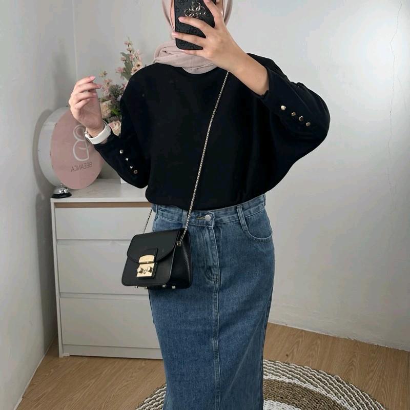 Batwing Blouse Inara Sweater Baju Rajut Wanita Oversize Korean Style Kancing Tangan Nyaman Panjang Knitwear Atasan 8