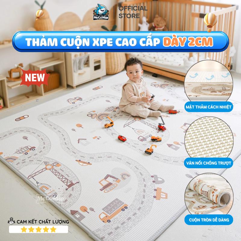  Thảm Xốp Cho Bé Pakey Chống Nước Thảm Cuộn Phủ XPE 2 Mặt Họa Tiết Dày 2cm Cho Bé Tập Bò Tập Đi 