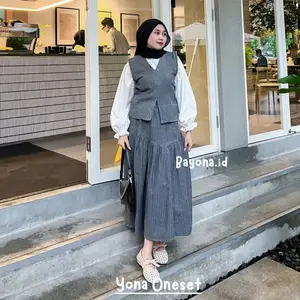 YONA ONESET rok and vest By BAYONA.ID best Seller Korean style Set WAnita