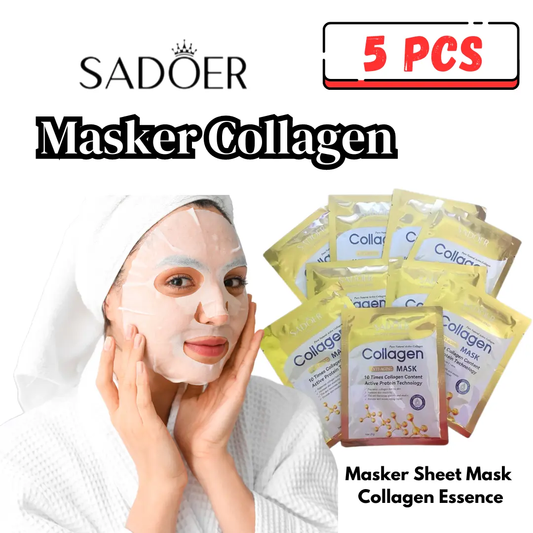 SADOER Masker Collagen Essence Face Mask Masker Wajah Hidrasi Kulit Kering Anti Penuaan Anti Aging Kerutan Perawatan Mencerahkan Mengencangkan Muka