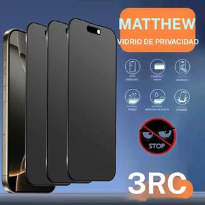 3 Pcs Protector de Pantalla Mate con Privacidad Compatible con iPhone 17 16 Pro Max 15 14 13 12 11 16e Plus Mini X XR XS Max, Antiespionaje, Vidrio Templado 9H, Protección de Privacidad, Cobertura Completa, Antihuellas, Anticaídas
