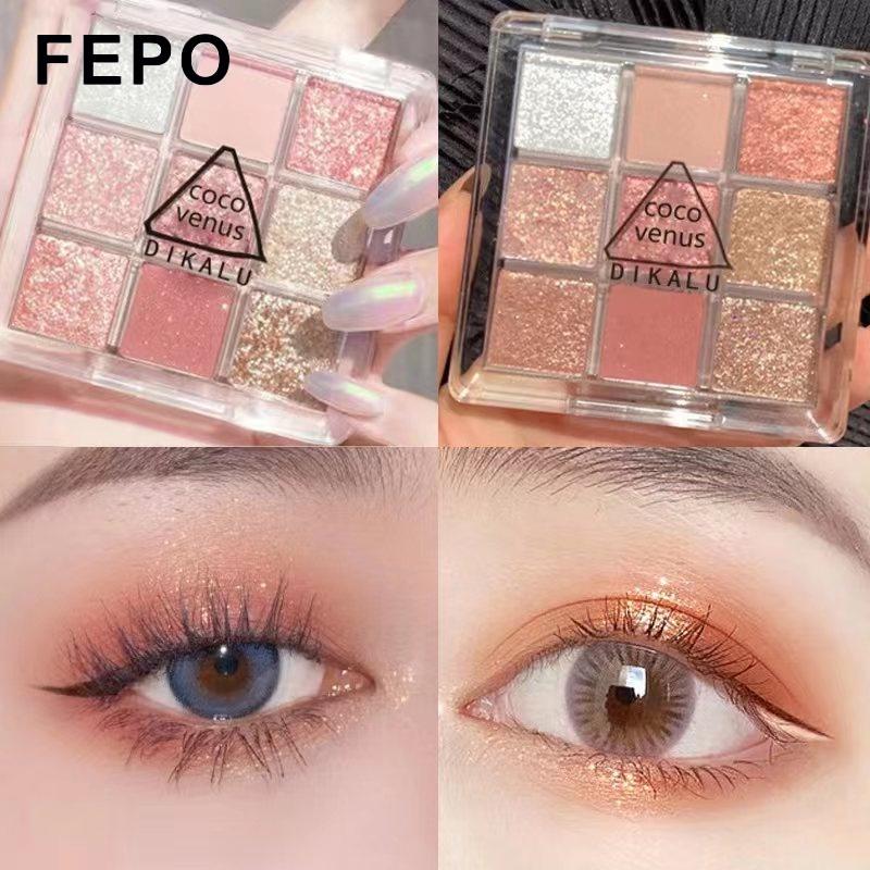 FEPO Bảng phấn mắt ánh nhũ mini Derf 9 màu chống nước và mồ hôi