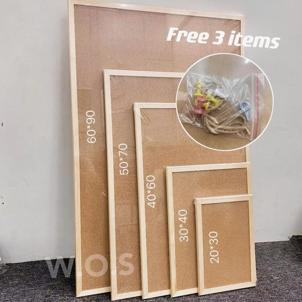 [Ready Stock][5 Sizes!!] Bulletin Board/ Wall Cork Board/ Message Board with Push Pins/ Memo Photo Board/ Wood Framed Board