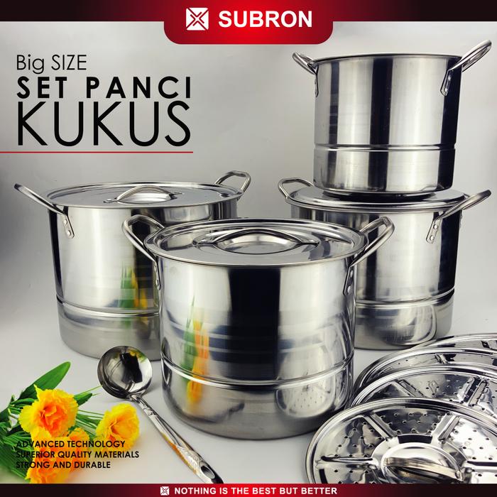 Gambar SUBRON SET 4in1 4 pcs panci Stainless Steel Tebal Panci Kukus Steamer Tinggi Pot Stok Pot Big Size - Warna dari SUBRON KITCHENWARE Kab. Bandung Tokopedia