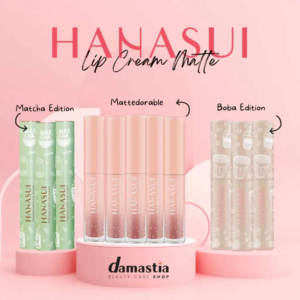 Hanasui Mattedorable Lip Cream Boba - Lip Stain Lip Tint Warna Lengkap