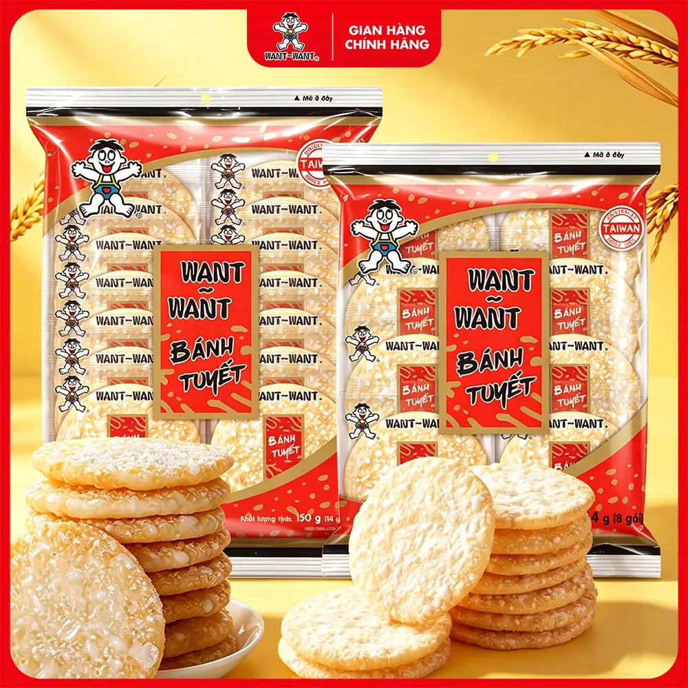 BÁNH TUYẾT WANT-WANT HƯƠNG GẠO NHẬT 84G (8 gói) & 150G (14 gói) GIÒN NGON, TIỆN LỢI