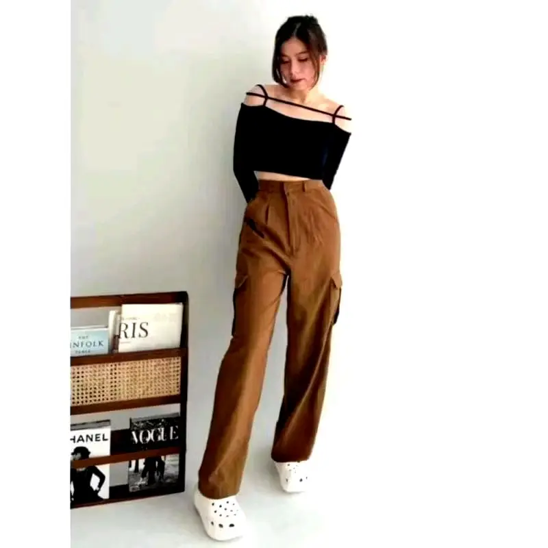 Celana Cargo Wanita Highwaist Premium - Cargo Pants Wanita Korean Style 1