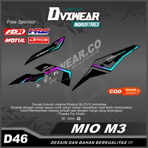 New Stiker Stripping Motor Mio M3 Desain D46 Berkualitas Tinggi dari DVX Industries