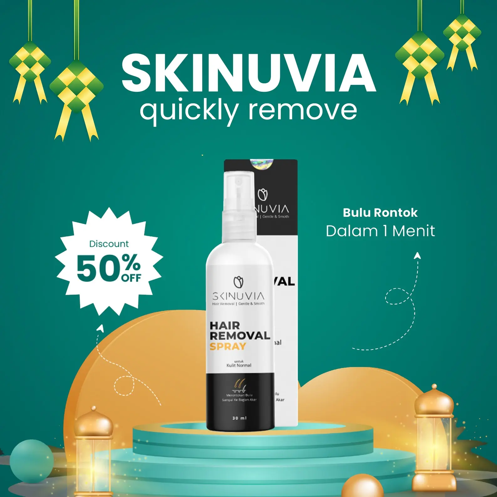 1 Pcs  - SKINUVIA Hair Removal Spray  BPOM NA 18210800017 - Perontok Bulu Tanpa Rasa Sakit & Iritasi. Effortless Kulit mulus like a Baby