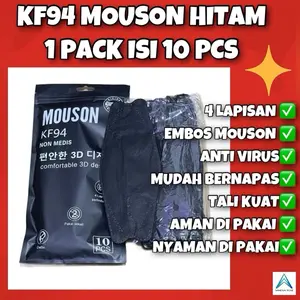 Masker KF94 MOUSON Premium 4 Ply Isi 10 PCS Nyaman Tali Kuat Filtrasi Maksimal Cutting V