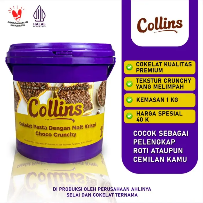 [SURABAYA] Collins Dip Glaze Choco Crunchy 1kg Topping Cokelat Pasta Malt Krispi selai 1