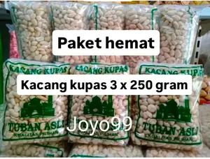 Kacang Kupas Spesial Lebaran - 3 bungkus x 250 Gram , kemasan bungkus random- Cemilan, Food Camilan