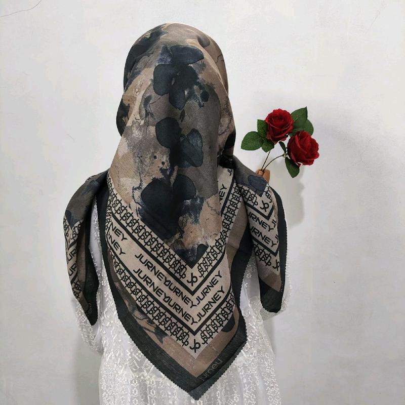Hijab segi empat voal motif jilbab segiempat sekarang Kerudung Muslim Square Hitam Mewah outfit  kerudung  BERKAHfhasion 7