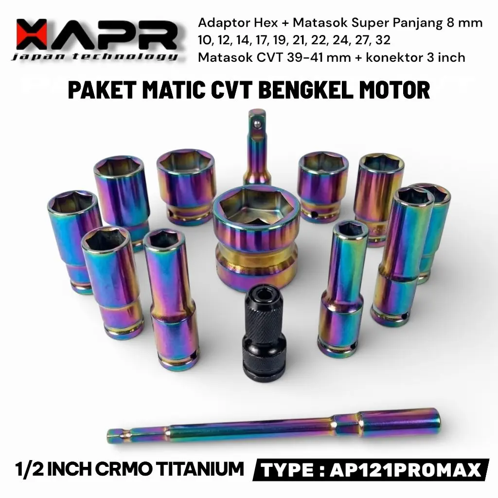 APR JAPAN AP121PROMAX APR RAJA Mata Sok Impact Wrench 8mm sampai 32mm APR CVT EDITION SOCK SET CRMO TITANIUM NEW