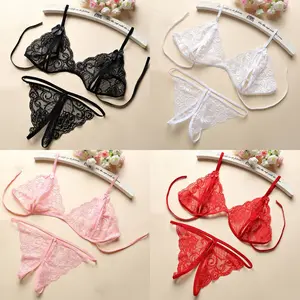 lingerie sexy   Renda Berlubang Desain dasi   sexy hot   4 warna, desain selangkangan terbuka  set lingerie