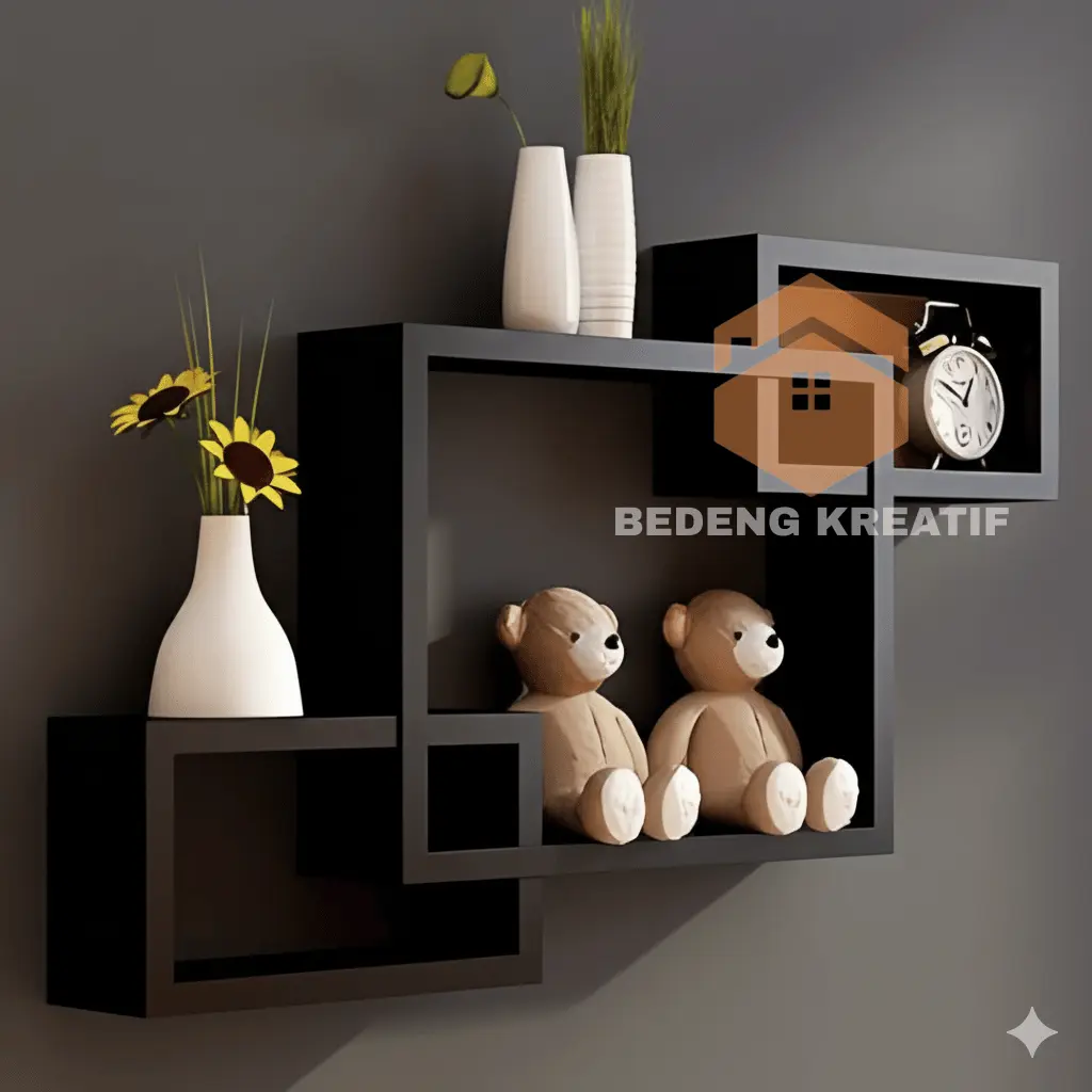 Rak Dinding Kotak Susun Aesthetic 1 Set Kayu Dipasang di Dinding