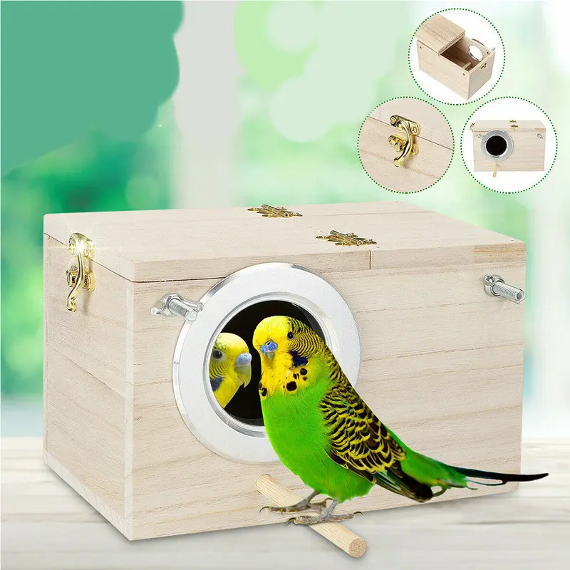Đồ Đồ Trang Trí Sân Vườn Nhà Gỗ Sơn Tại Chỗ Hổ Hoa Mẫu Đơn Xuanfeng Vẹt Nuôi Hộp Hộp Ấm Lồng Động Vật Tổ Động Vật Ngoài Trời Nhà Gỗ Để Sơn Cho Động Vật Nhỏ 5