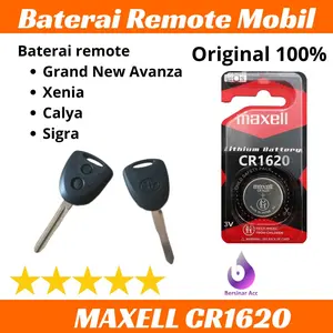 Maxell Baterai Remote Mobil CR1620 Original 100% untuk Grand New Avanza Xenia Calya Sigra Tahun 2015-2020 Batre Lithium 3V