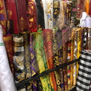 Kain Satin Prade Dekorasi Motif Bunga Bali Beragam Warna