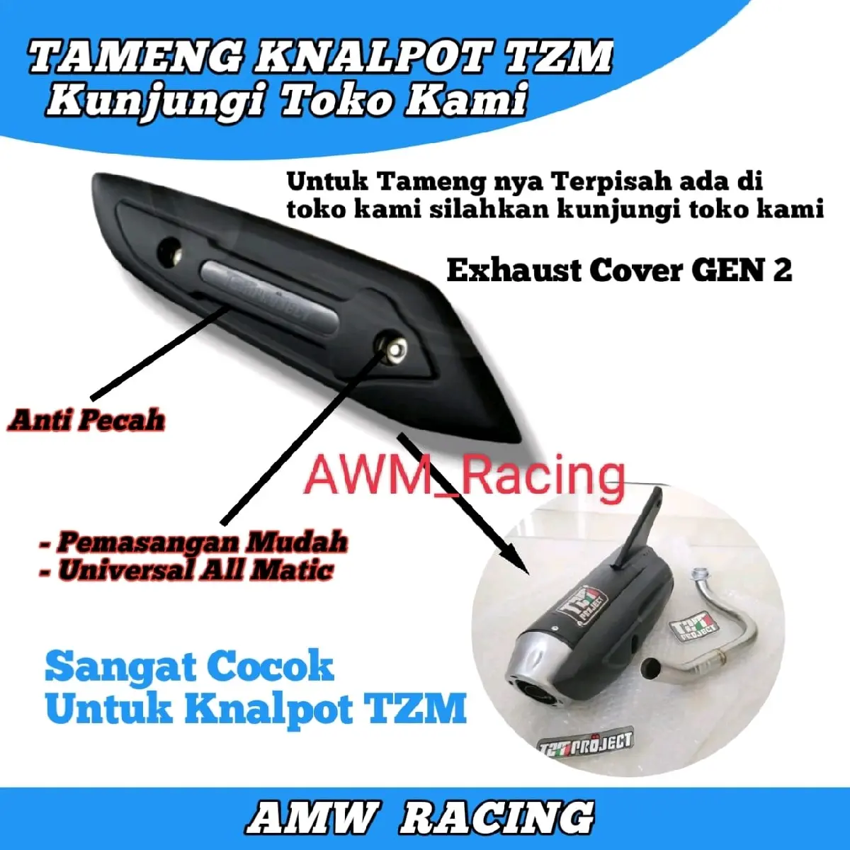 Cover tameng knalpot Tzm Project Pelindung knalpot tzm project