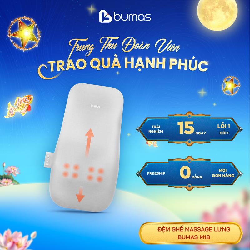 [BUMAS] Đệm Ghế Massage Đa Năng 8 Đầu Lăn M18 - Hỗ Trợ Giảm Đau Lưng, Thư Giãn Toàn Thân