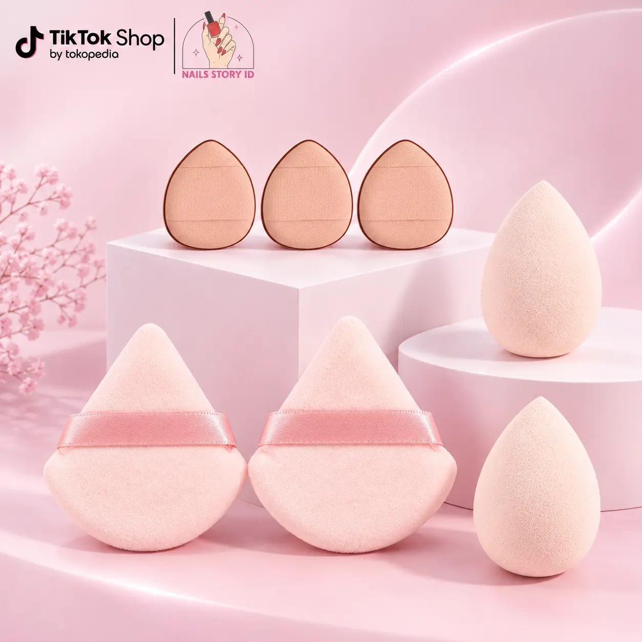 MAGEFY SET Sponge Puff Spon Segitiga Besar Spon Pizza Spons Bedak Segitiga