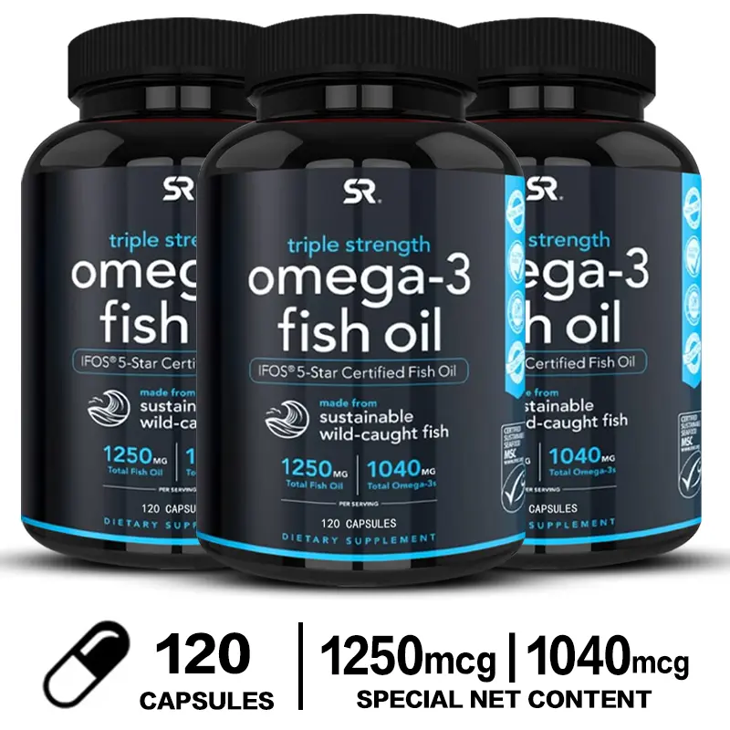 Kapsul Minyak Ikan Omega-3 - Sistem Kekebalan Tubuh, Otak - Kapsul Non-GMO 30/60/120
