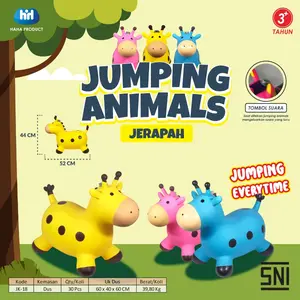 JUMBO!! TEBAL!! Mainan Animal Jumping Karet jerapah Sound & Light