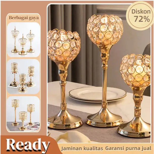 European style mini crystal candlestick creative metal ornaments for weddings, hotels, home decor, candlelight, dinner props, decoration, and accessories