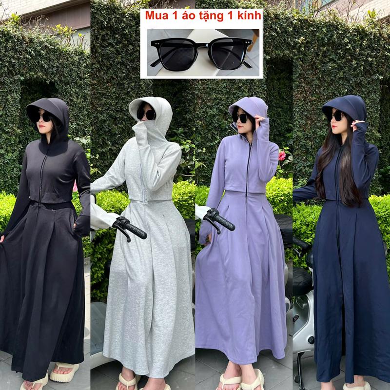 Mẫu mới - Tặng Kính Áo Chống Nắng Toàn Thân Dành Cho Nữ Dáng Croptop Vải Cotton Chống Tia UV