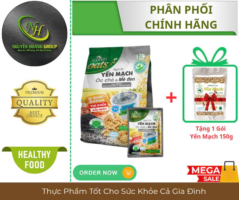  XUÂN AN - Ngũ Cốc Yến Mạch Óc Chó Mè Đen Ít Đường 400g   Tặng 1 Gói Yến Mạch 150g  